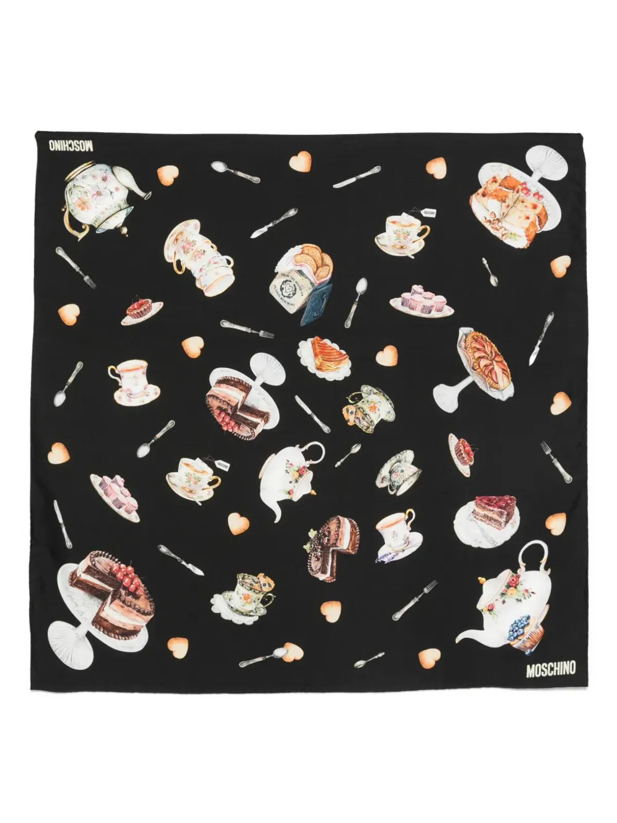 Moschino Tea Timeプリント シルクスカーフ - 画像1