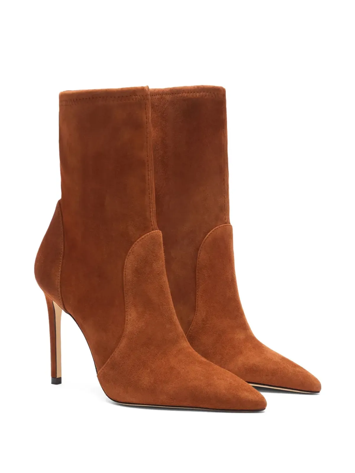 Stuart Weitzman 100MM ポインテッドトゥ・ソックブーツ ブラウン - 画像2