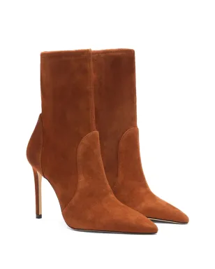 Stuart Weitzman 100MM ポインテッドトゥ・ソックブーツ ブラウン - サムネイル2