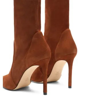 Stuart Weitzman 100MM ポインテッドトゥ・ソックブーツ ブラウン - サムネイル4