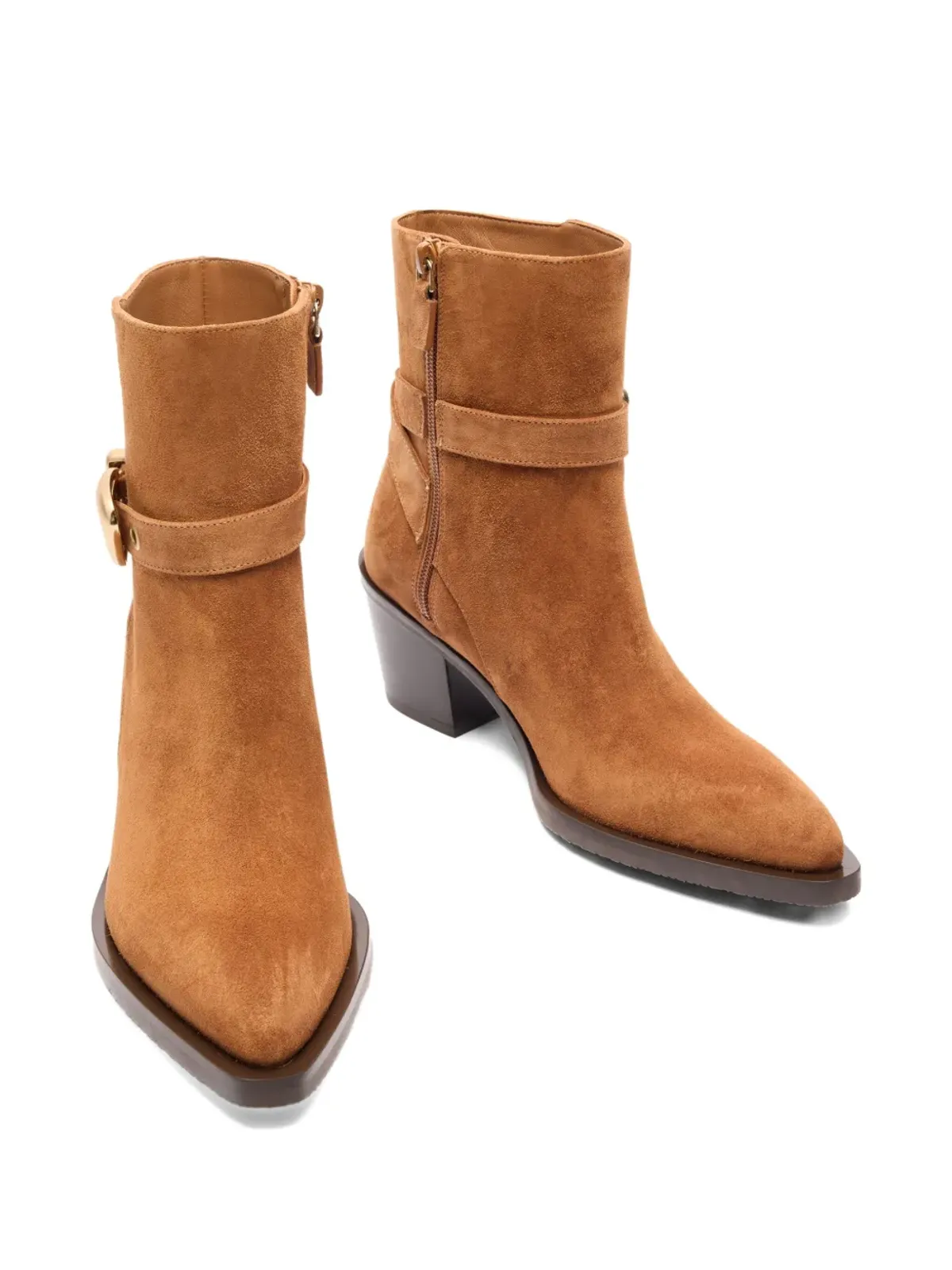 Stuart Weitzman メイヴン バックル-ストラップ スエード ブーツ ブラウン - 画像5