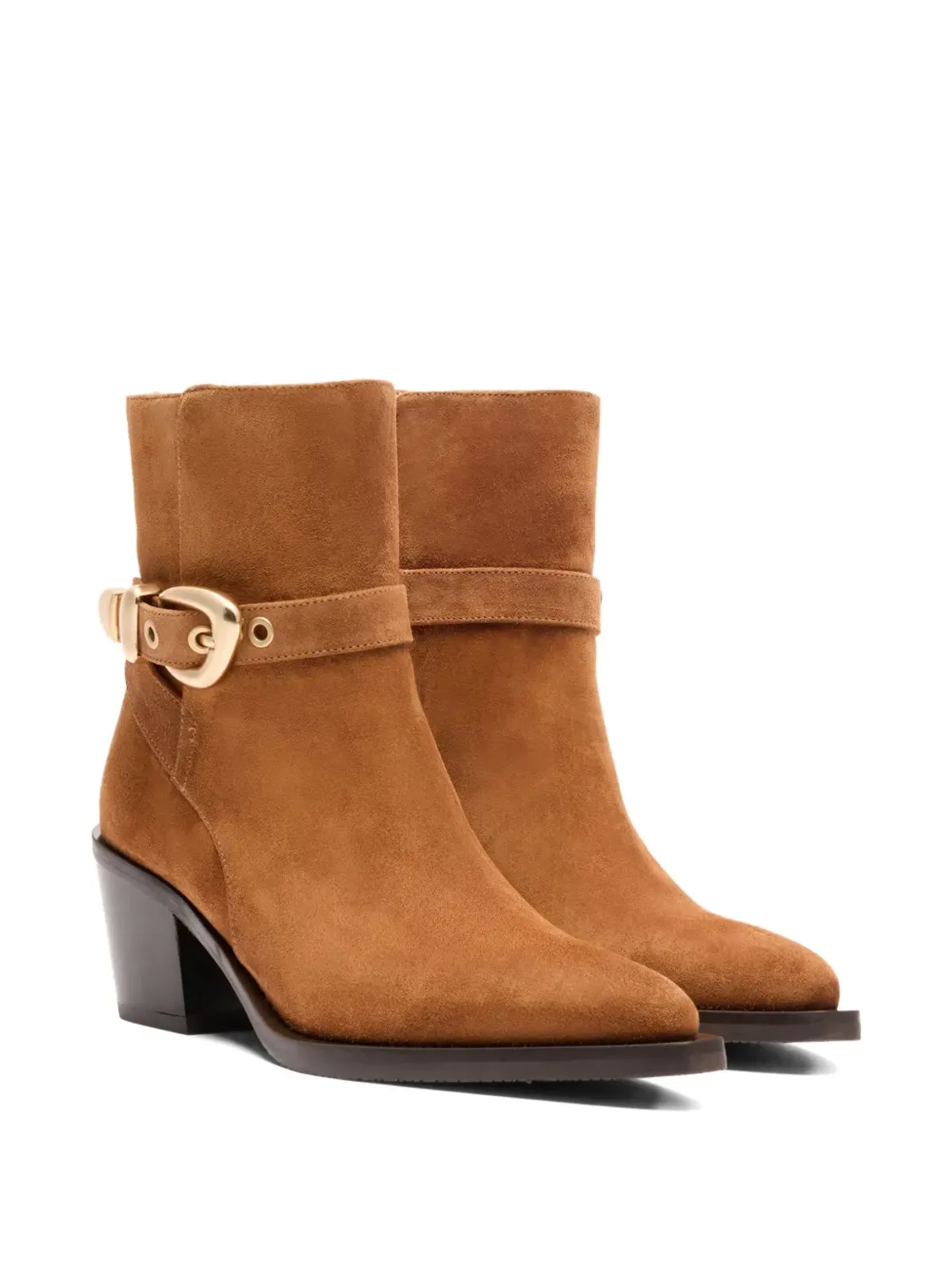 Stuart Weitzman メイヴン バックル-ストラップ スエード ブーツ ブラウン - 画像2