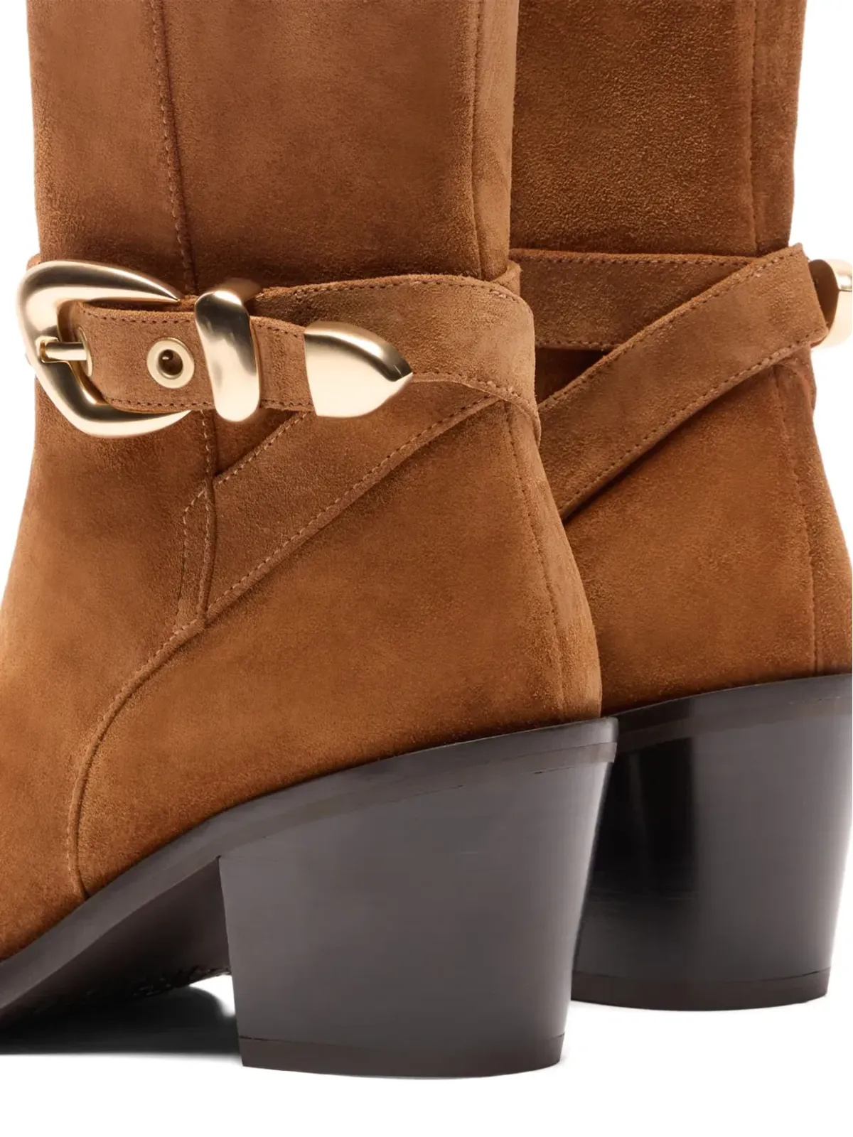 Stuart Weitzman メイヴン バックル-ストラップ スエード ブーツ ブラウン - 画像4