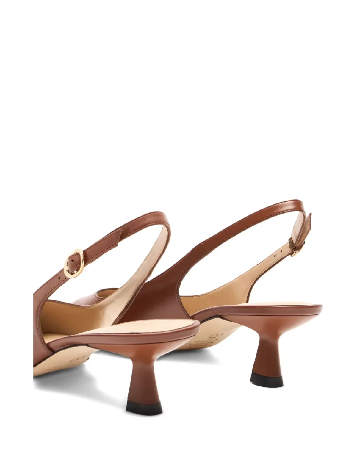 Stuart Weitzman 35mm Sculpt slingback pointed-toe pumps - Brown - 画像5