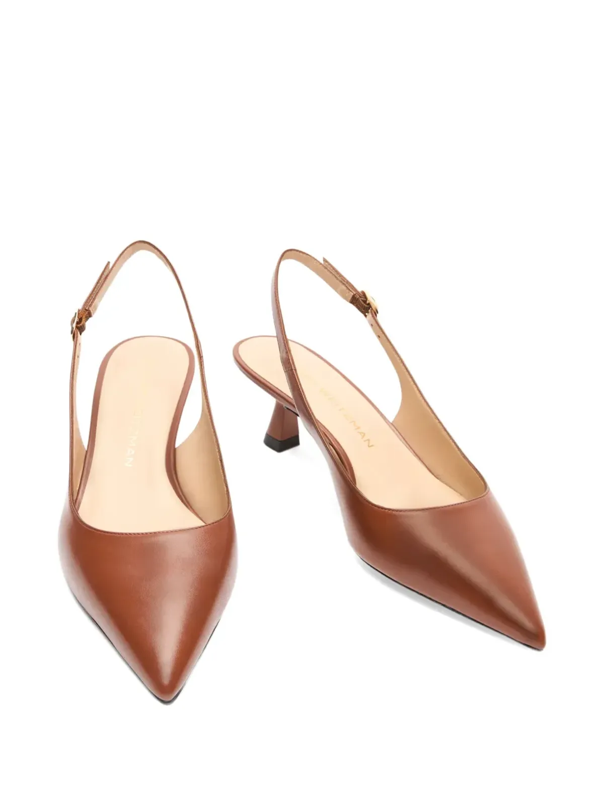 Stuart Weitzman 35mm Sculpt slingback pointed-toe pumps - Brown - 画像3