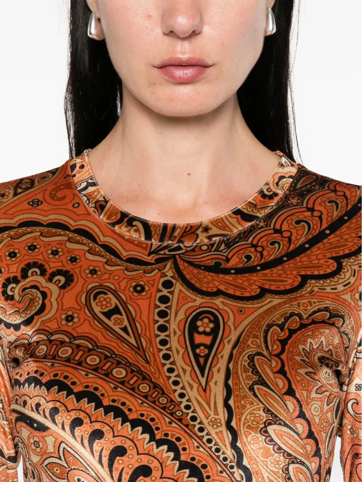 ETRO ペイズリー柄ベルベットトップス - 画像5