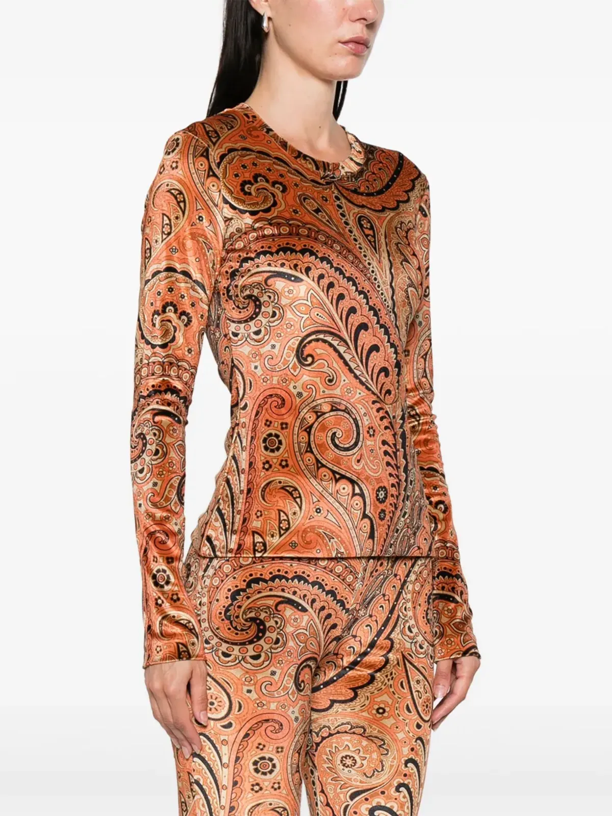 ETRO ペイズリー柄ベルベットトップス - 画像3
