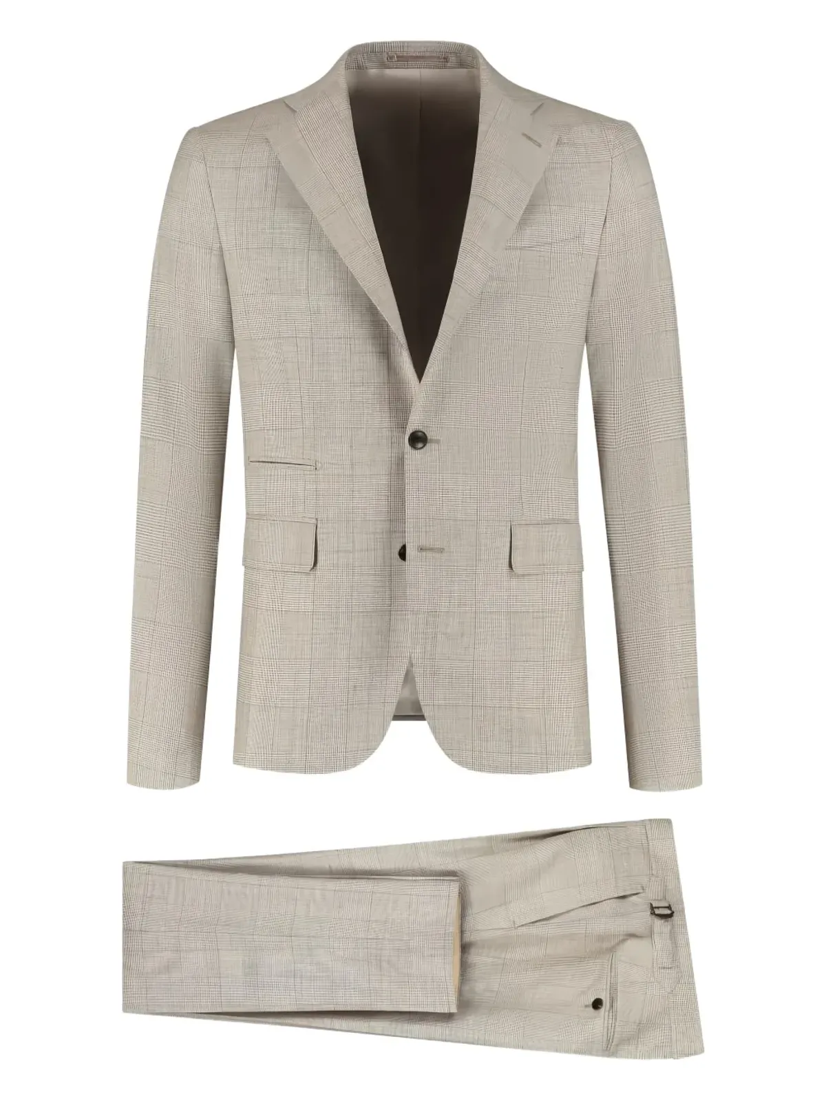 PAUL ZEIST ベージュのチェック柄シングルブレストスーツ - 画像1
