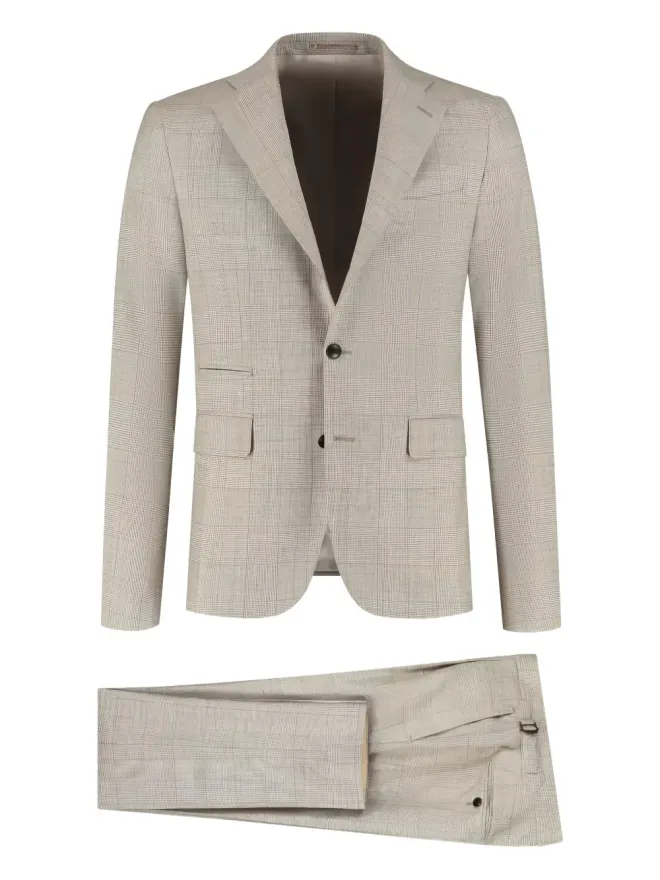 PAUL ZEIST PAUL ZEIST ベージュのチェック柄シングルブレストスーツの商品画像
