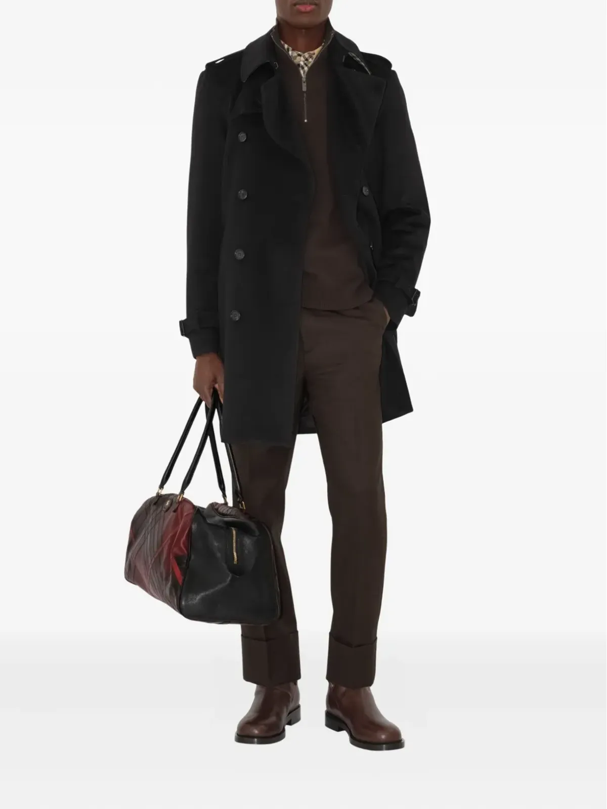 Burberry ベルテッド・ダブルブレスト キャッシュミア トレンチコート - ブラック - 画像2