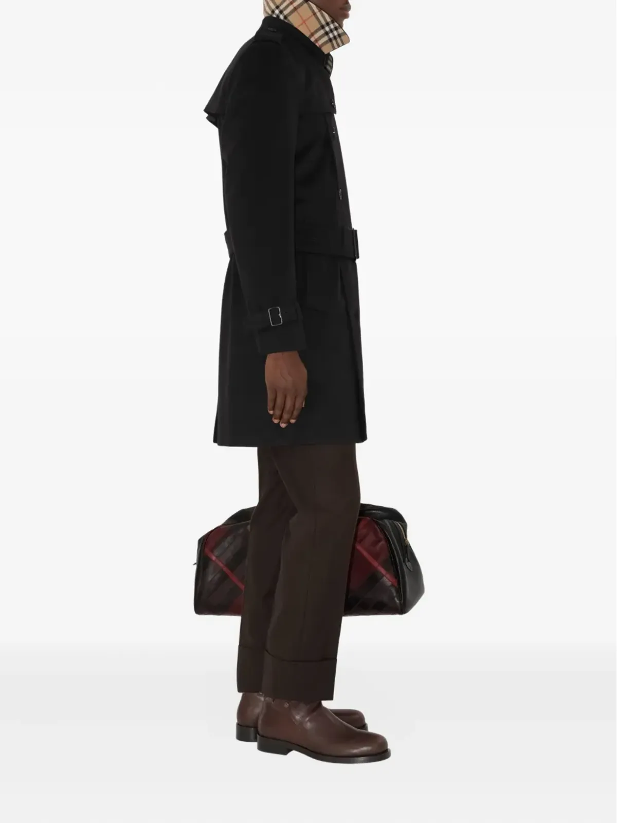 Burberry ベルテッド・ダブルブレスト キャッシュミア トレンチコート - ブラック - 画像3