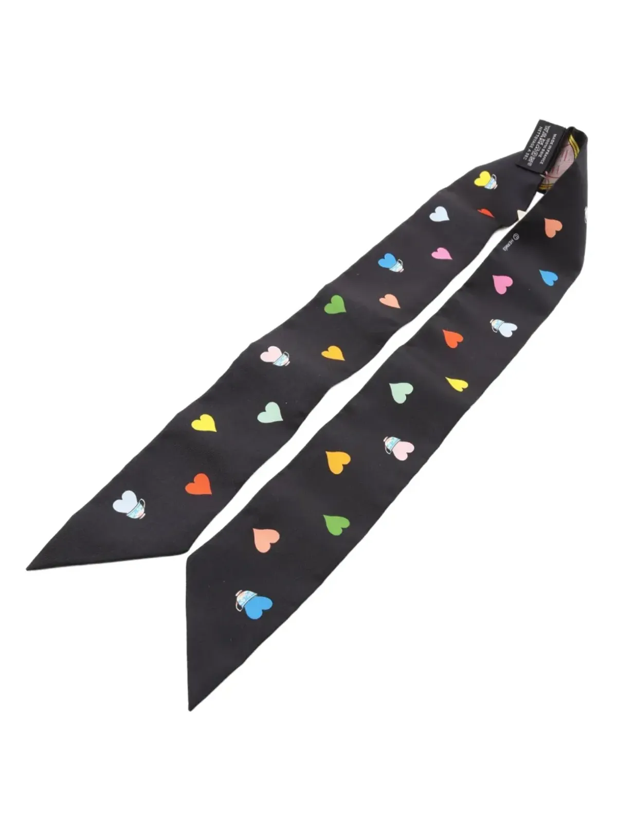 Hermès Pre-Owned ティータイム シルクリボン スカーフ ブラック - 画像3