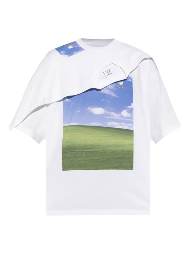 VETEMENTS VETEMENTS レイヤード グラフィックプリント Tシャツ ホワイトの商品画像