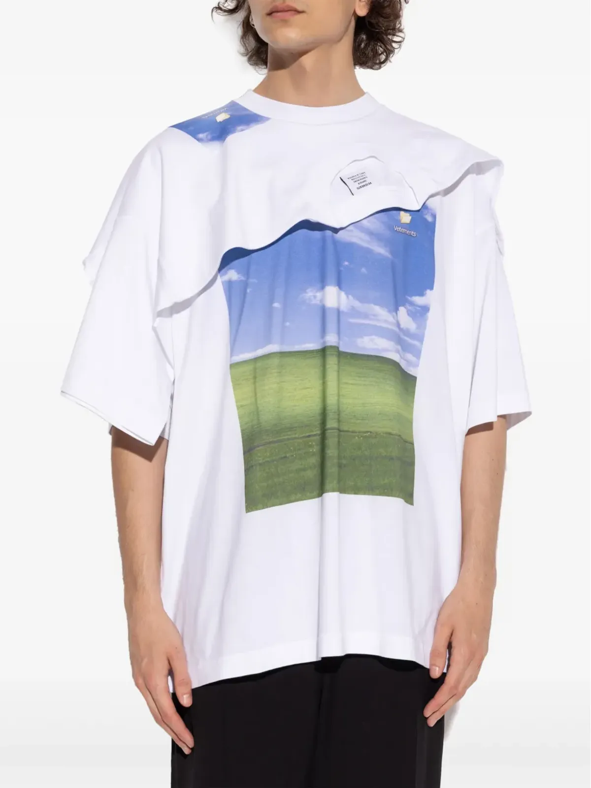 VETEMENTS レイヤード グラフィックプリント Tシャツ ホワイト - 画像2