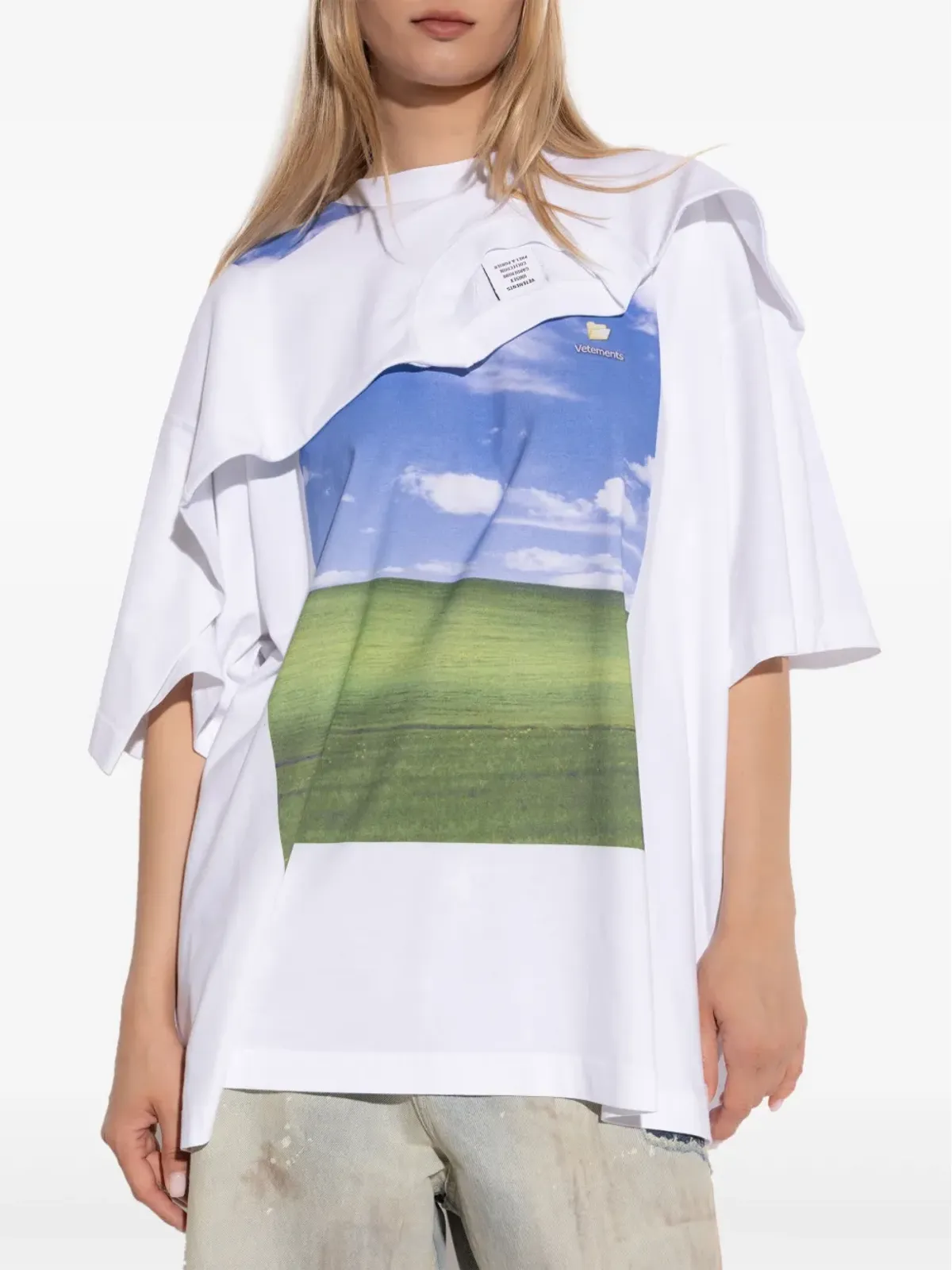 VETEMENTS レイヤード グラフィックプリント Tシャツ ホワイト - 画像3