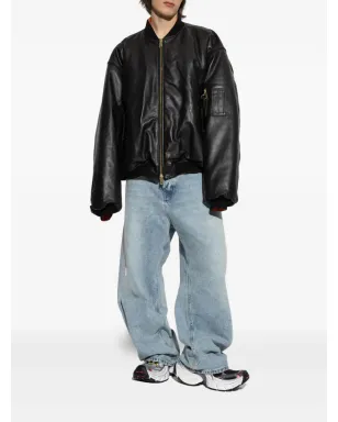 VETEMENTS レザー ジップファスナー付きボンバー ジャケット - サムネイル2