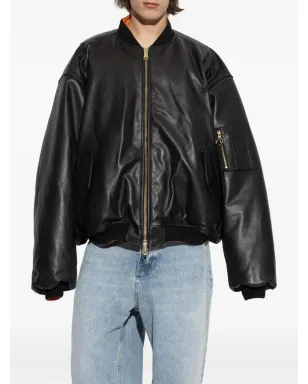 VETEMENTS レザー ジップファスナー付きボンバー ジャケット - サムネイル3