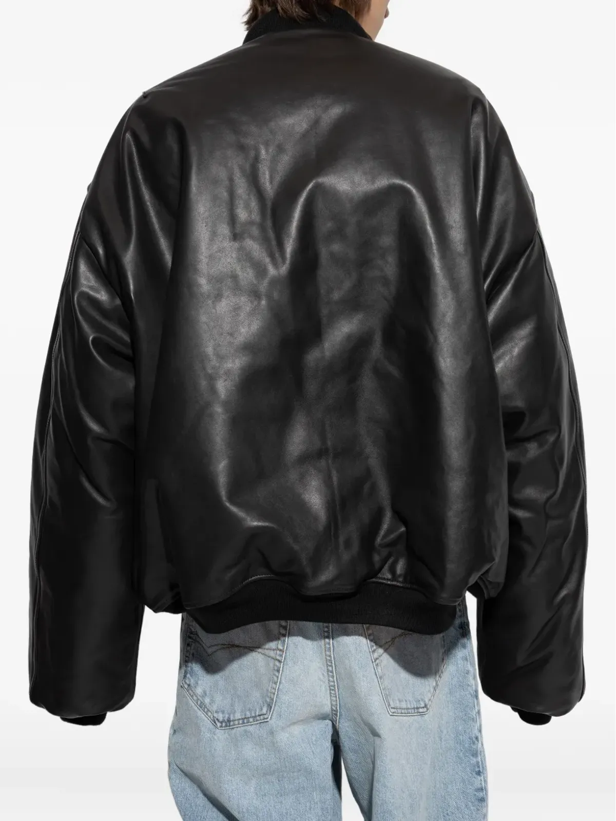 VETEMENTS レザー ジップファスナー付きボンバー ジャケット - 画像4