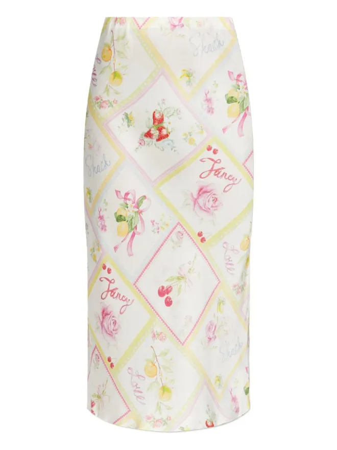 LoveShackFancy LoveShackFancy フルーツプリント バイアスカット スカートの商品画像