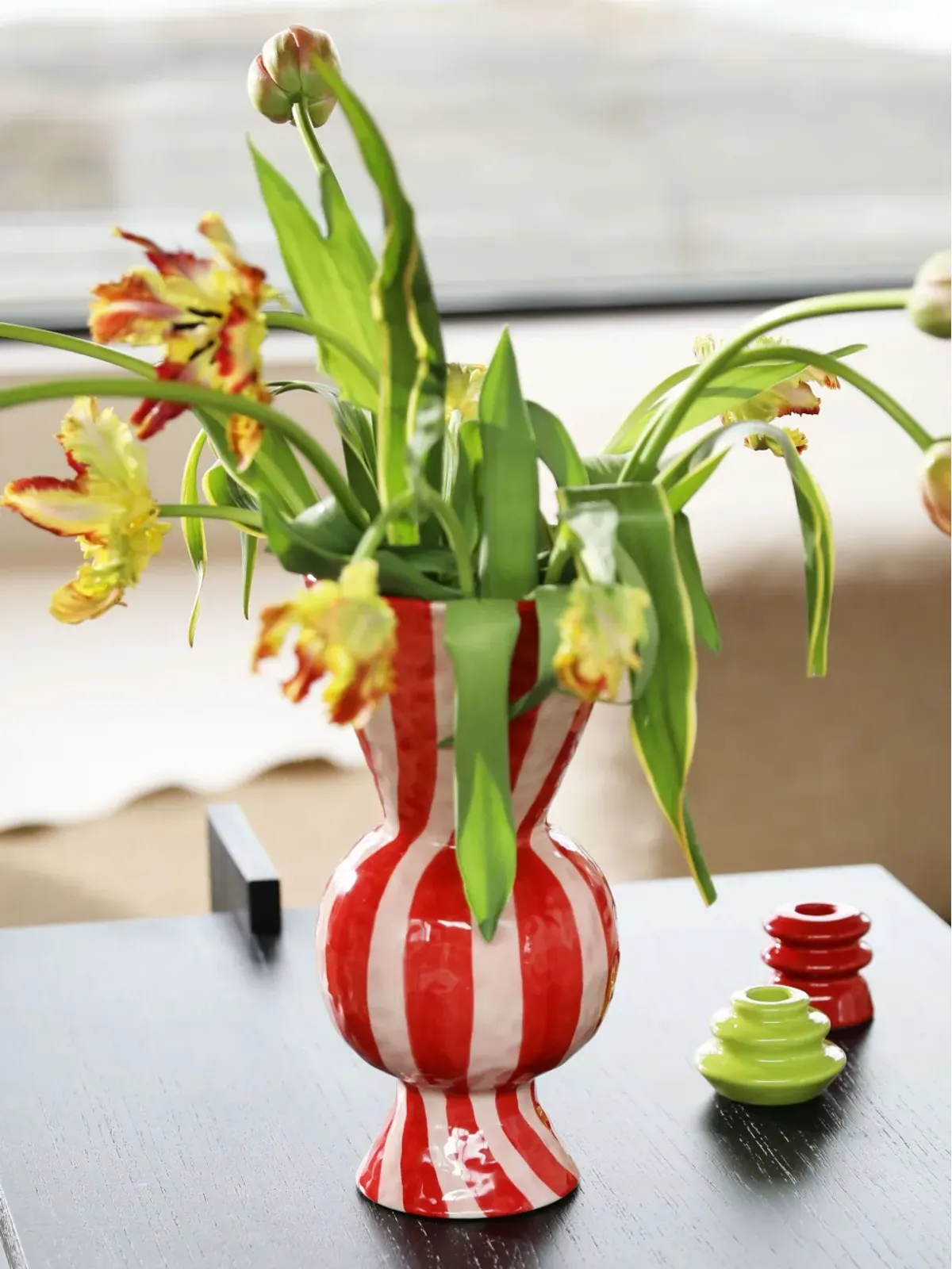 &k Amsterdam 菱形ストライプ花瓶 - 画像3