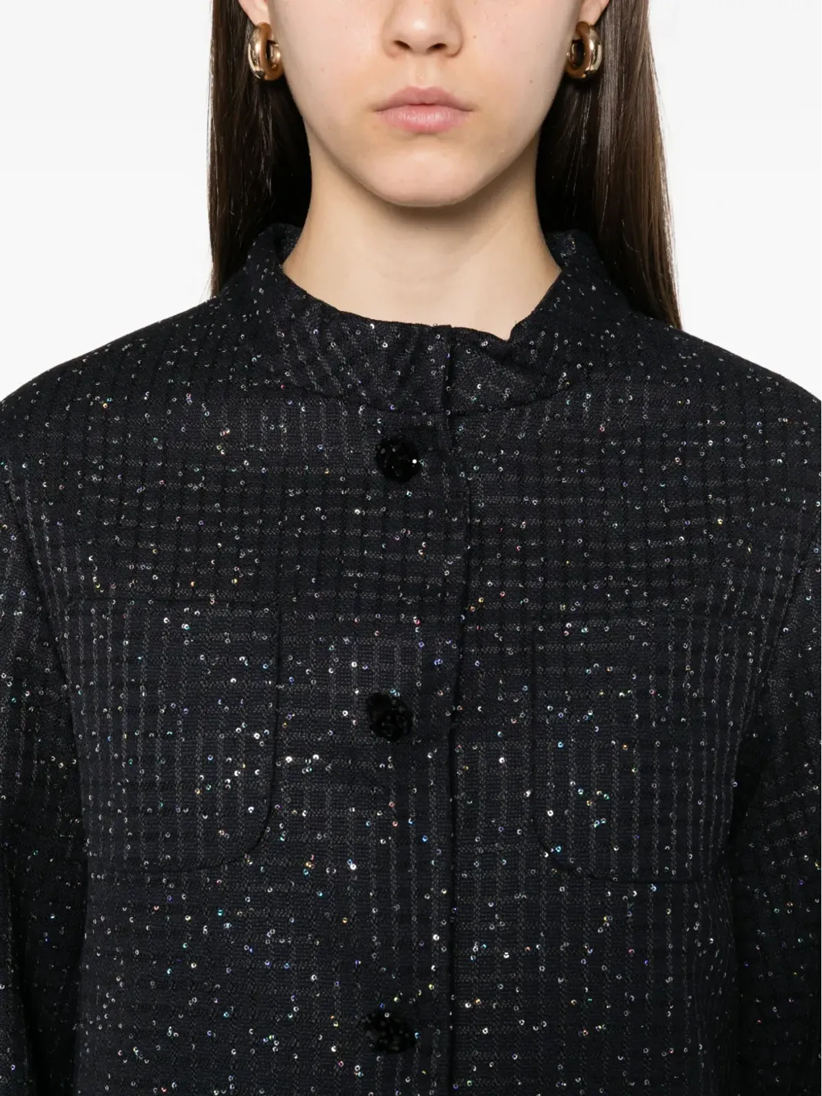 Max Mara スパンコール装飾クロップドジャケット - 画像5