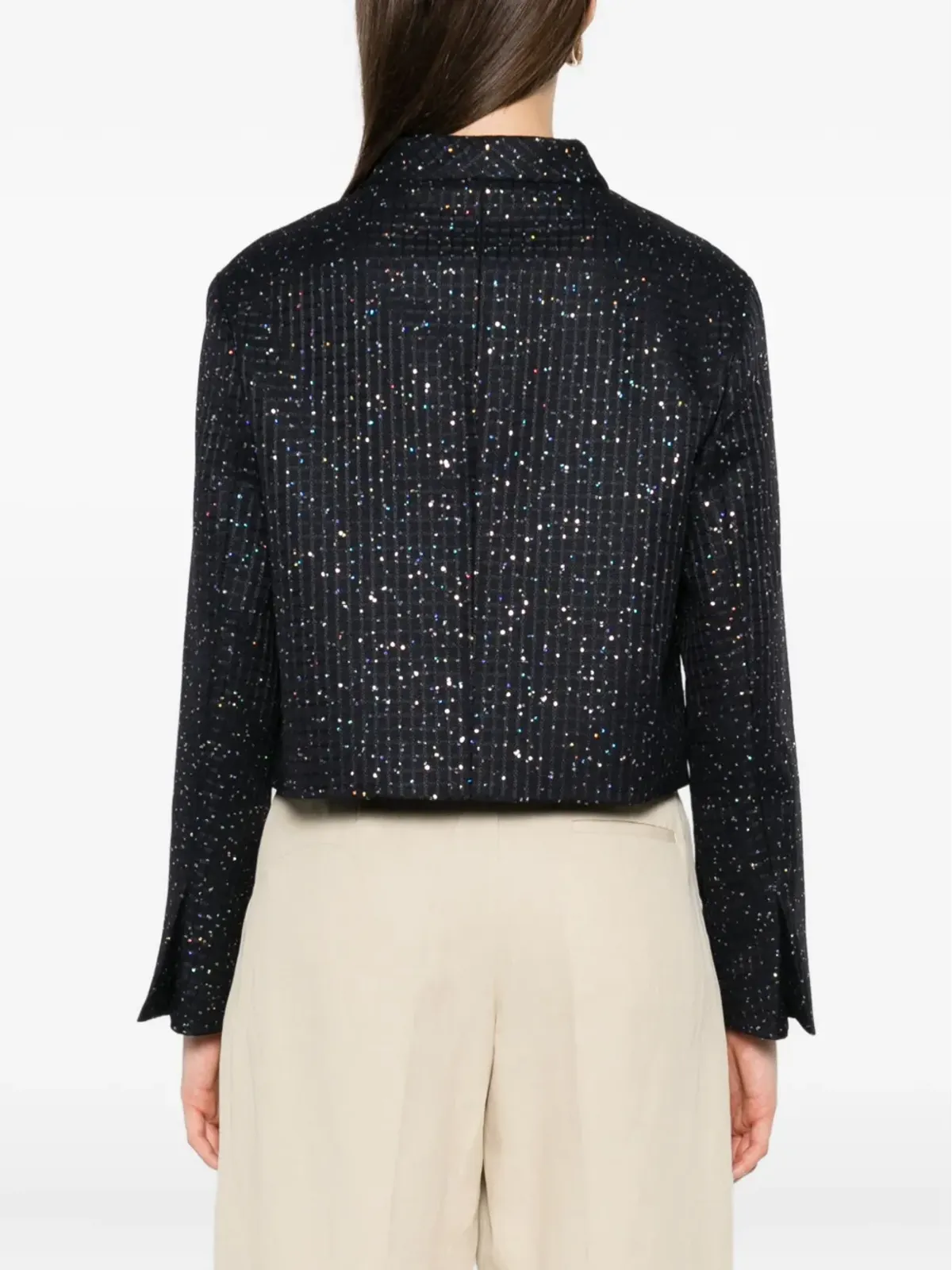 Max Mara スパンコール装飾クロップドジャケット - 画像4