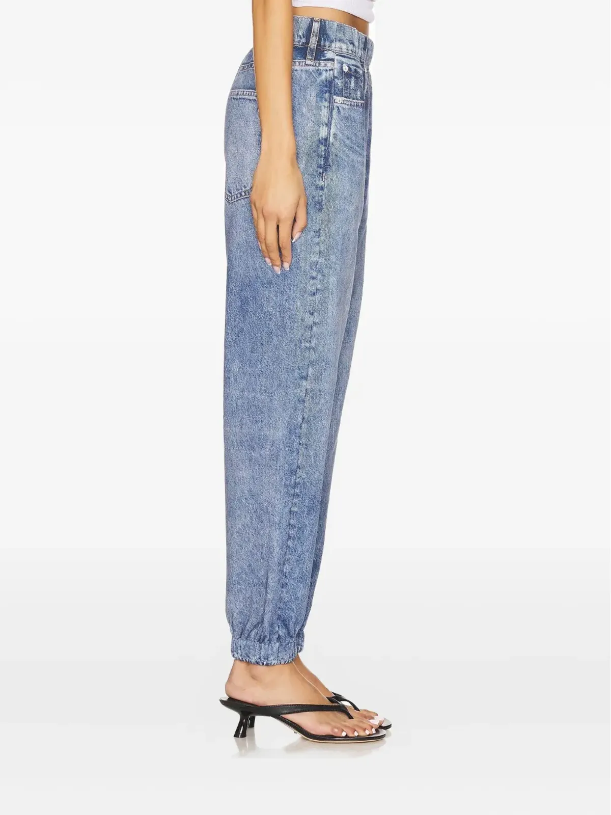 rag & bone エラスティックカフ酸洗いデニムジーンズ ブルー - 画像1