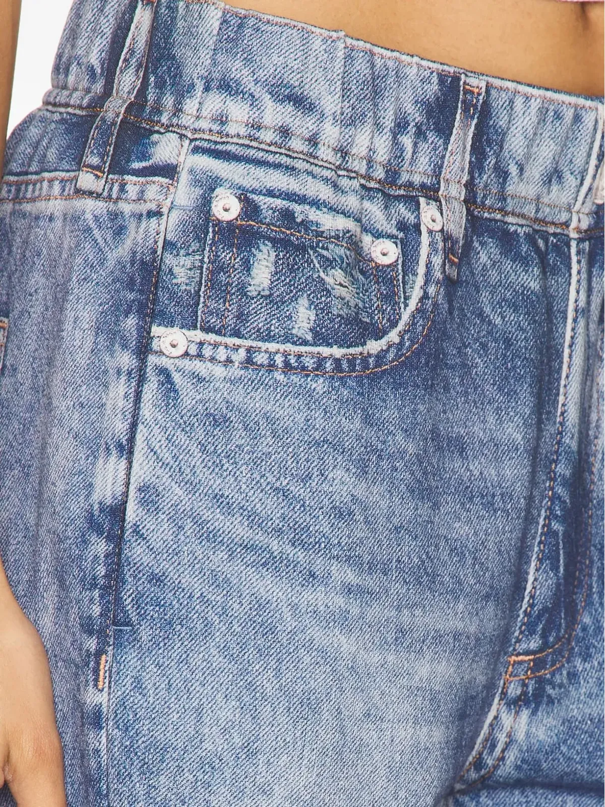 rag & bone エラスティックカフ酸洗いデニムジーンズ ブルー - 画像5