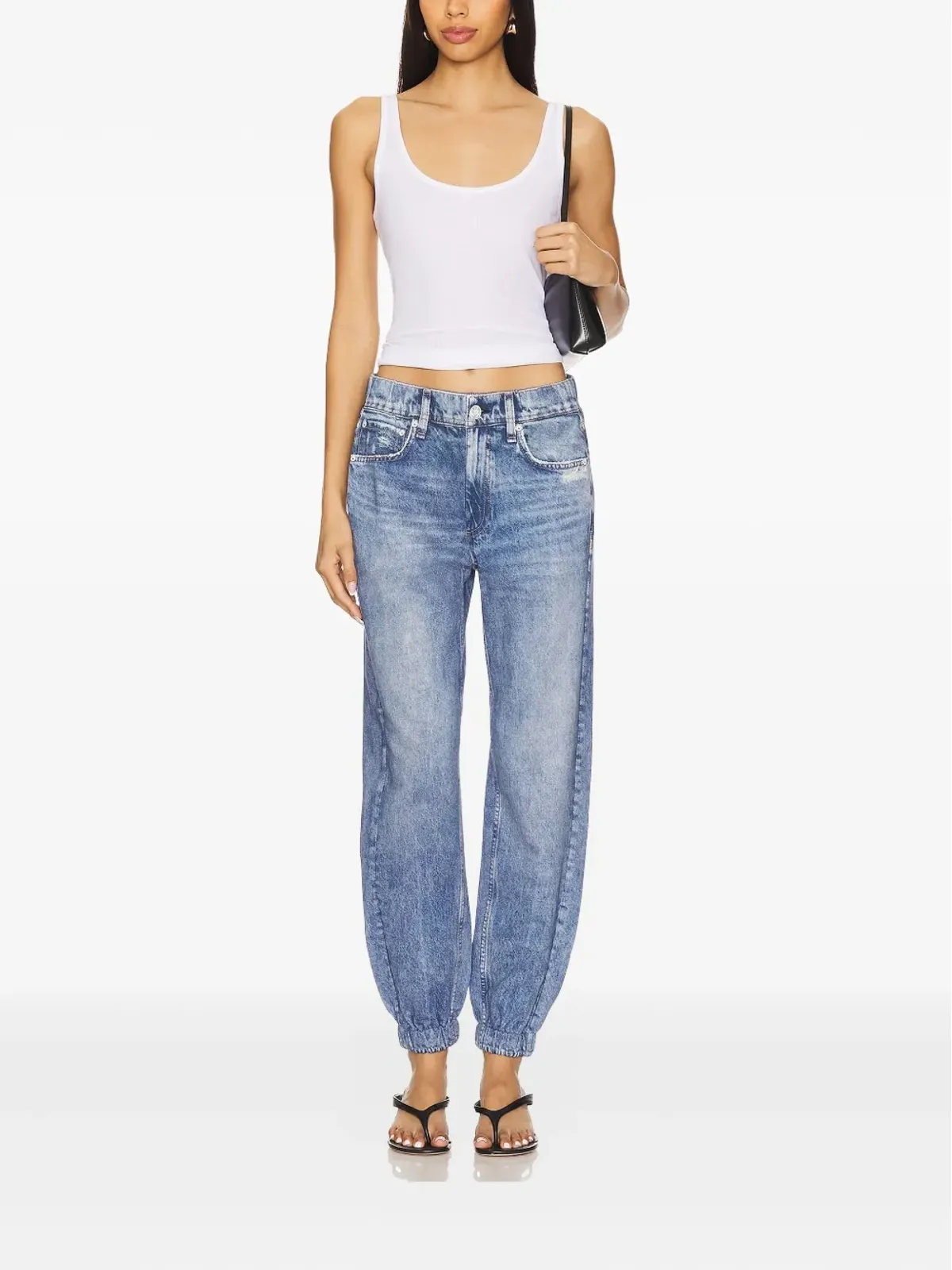 rag & bone エラスティックカフ酸洗いデニムジーンズ ブルー - 画像2