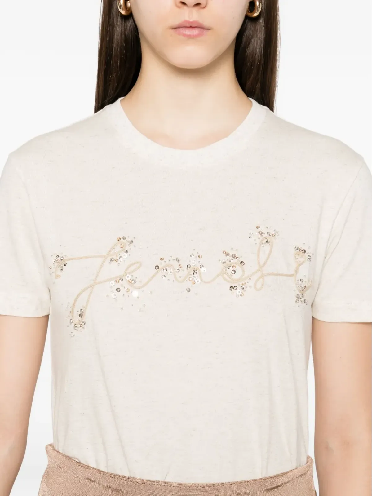 FENDI スパンコール装飾Tシャツ - 画像5