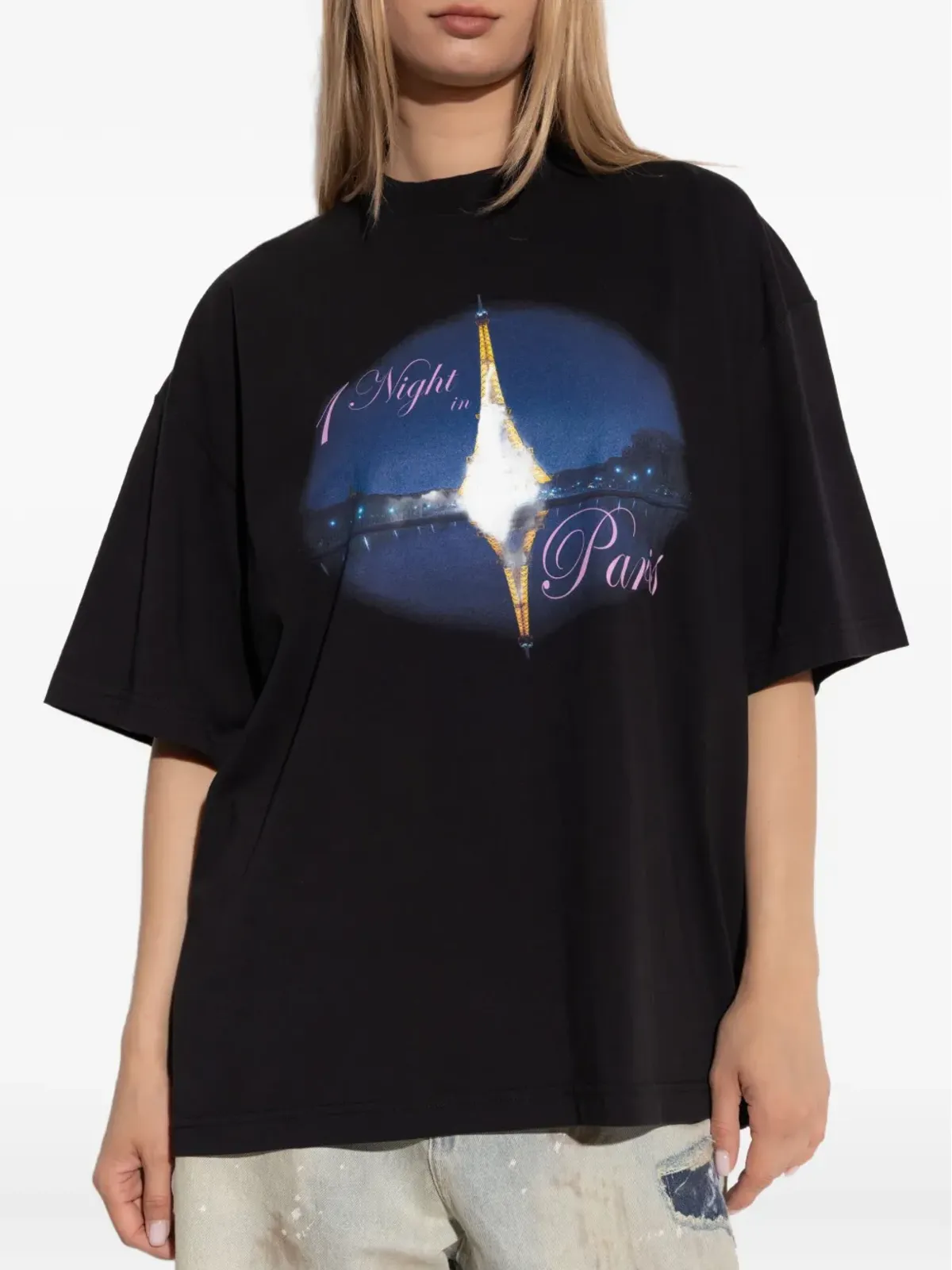 VETEMENTS エッフェル塔プリントTシャツ（ブラック） - 画像3