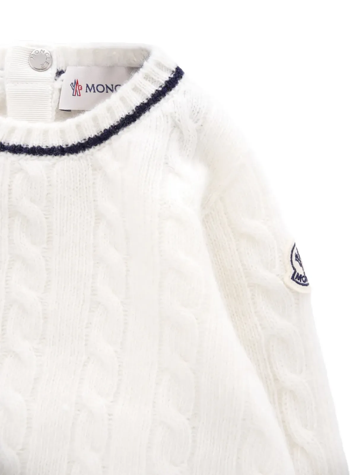 Moncler Enfant ケーブルニット ロゴパッチ セーター - 画像3