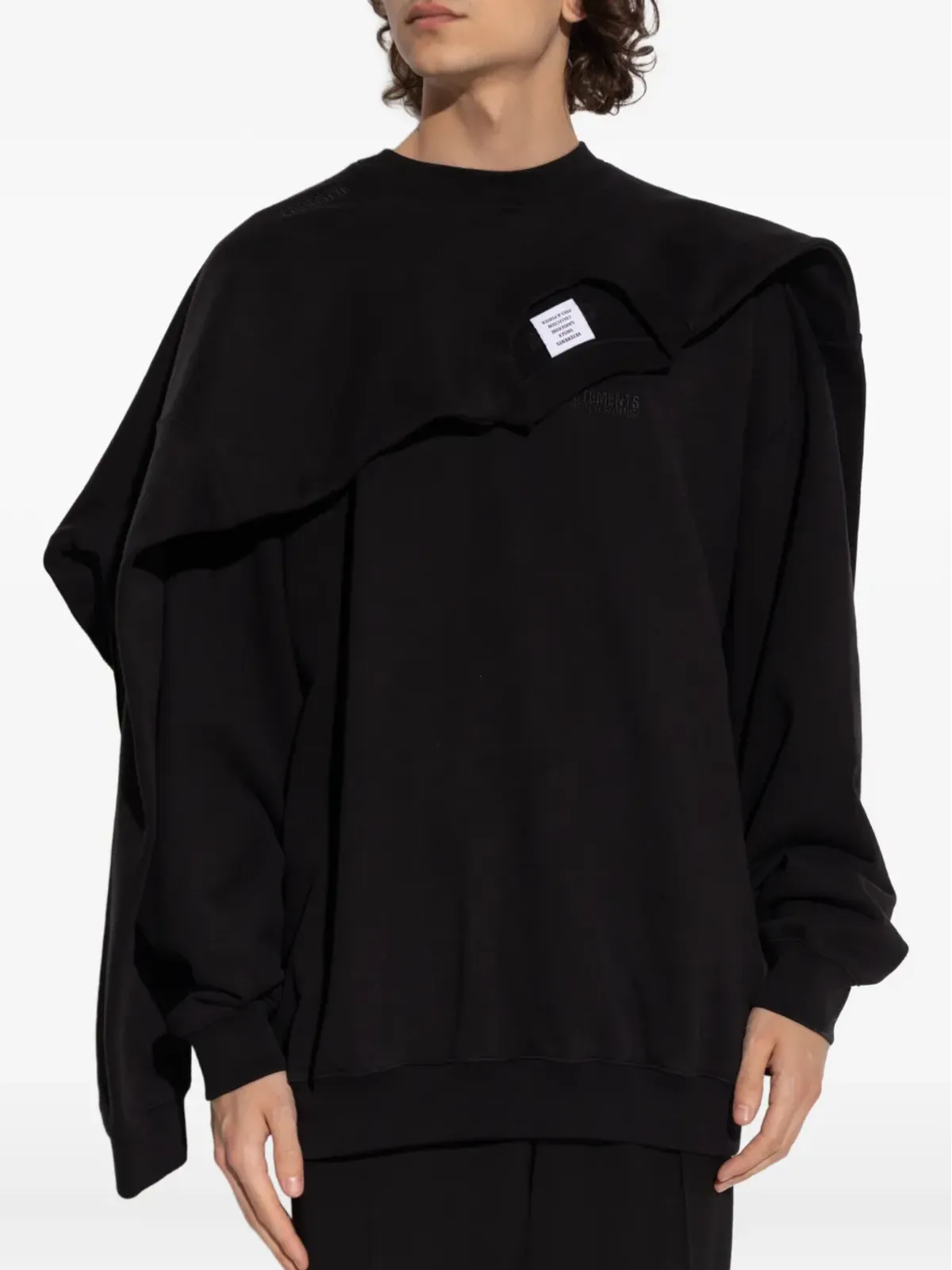 VETEMENTS レイヤードコットン スウェットシャツ ブラック - 画像2