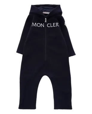 Moncler Enfant フード付きロゴロンパース - ブルー - サムネイル1