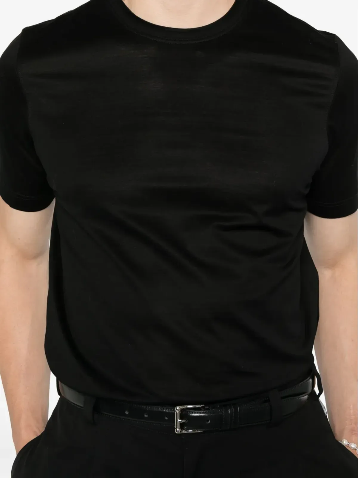 Gran Sasso ラウンドネック コットン Tシャツ - ブラック - 画像4