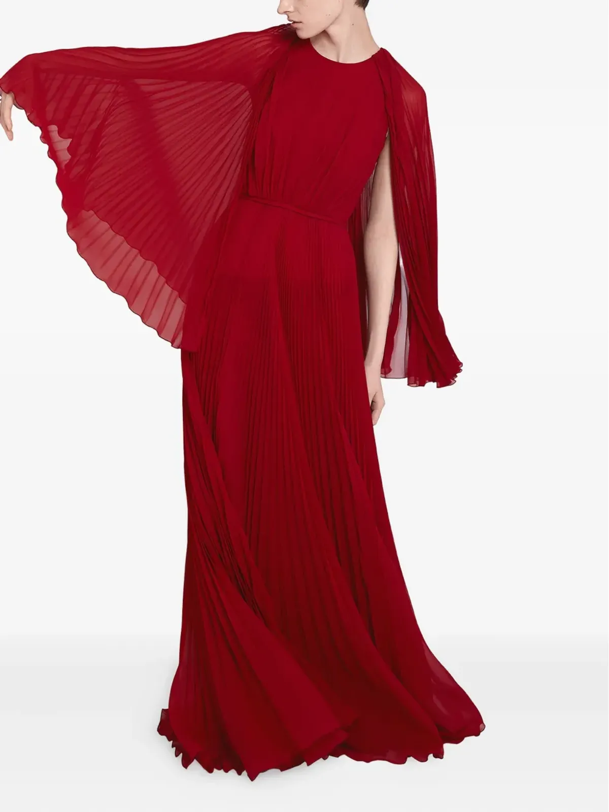 Giambattista Valli プリーツケープディテールドレス - 画像3
