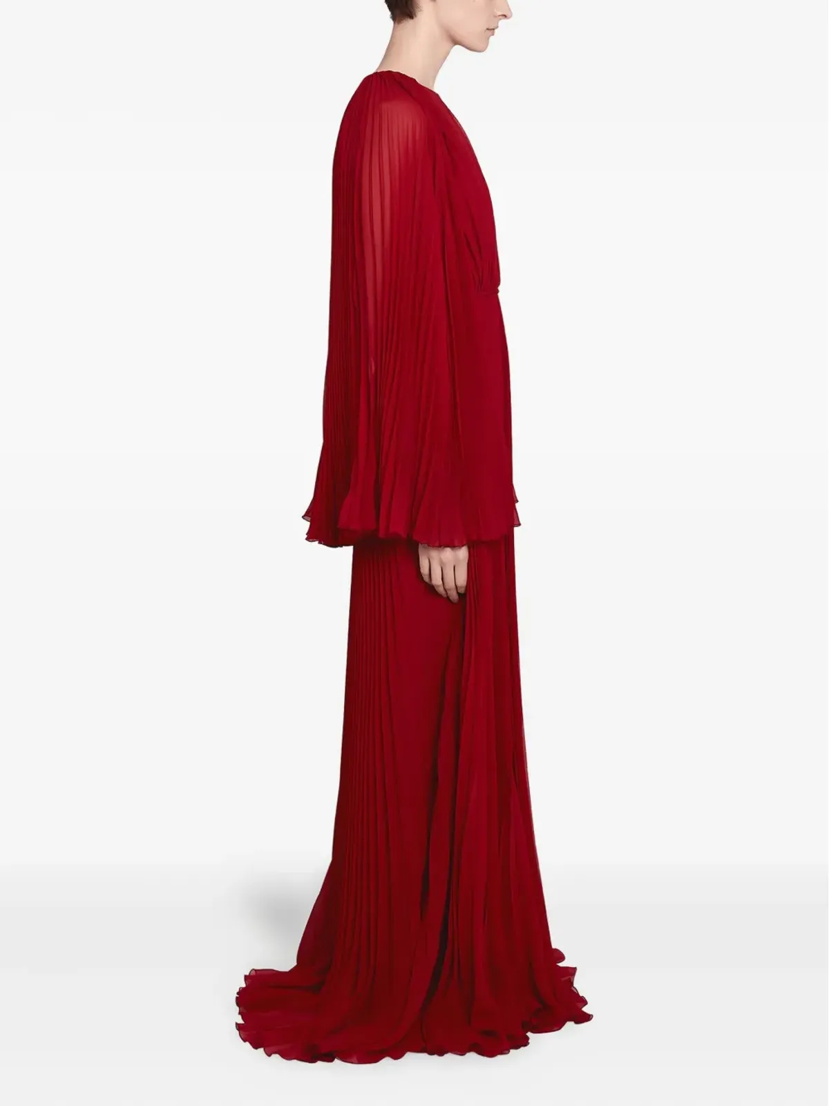 Giambattista Valli プリーツケープディテールドレス - 画像4
