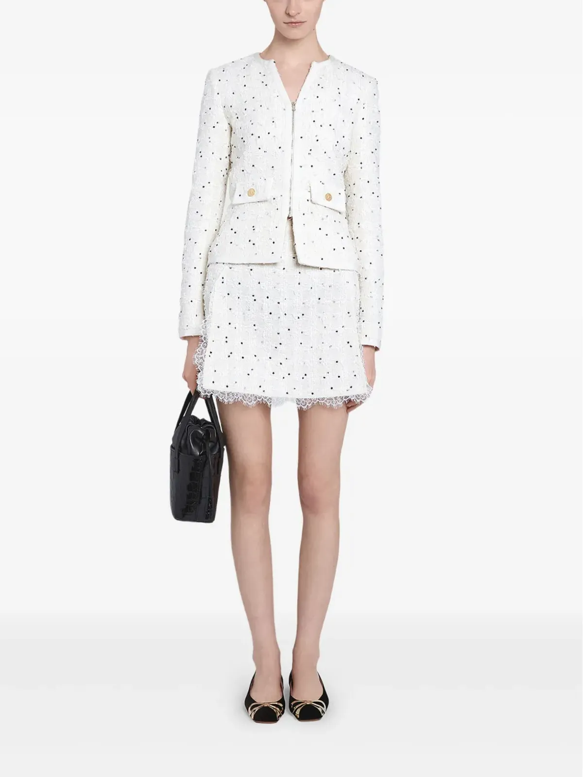 Giambattista Valli ドット柄レーストリム ミニスカート - 画像1