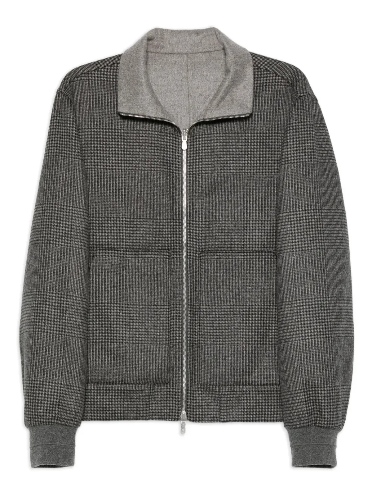 Brunello Cucinelli チェック柄ジップアップボンバージャケット - グレー - 画像1