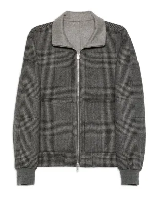 Brunello Cucinelli チェック柄ジップアップボンバージャケット - グレー - サムネイル1
