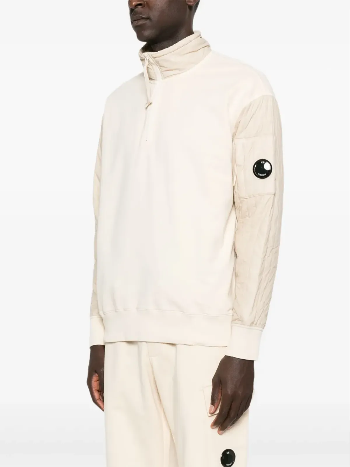 C.P. Company half-zip quilted-panel sweatshirt - Neutrals - 画像3