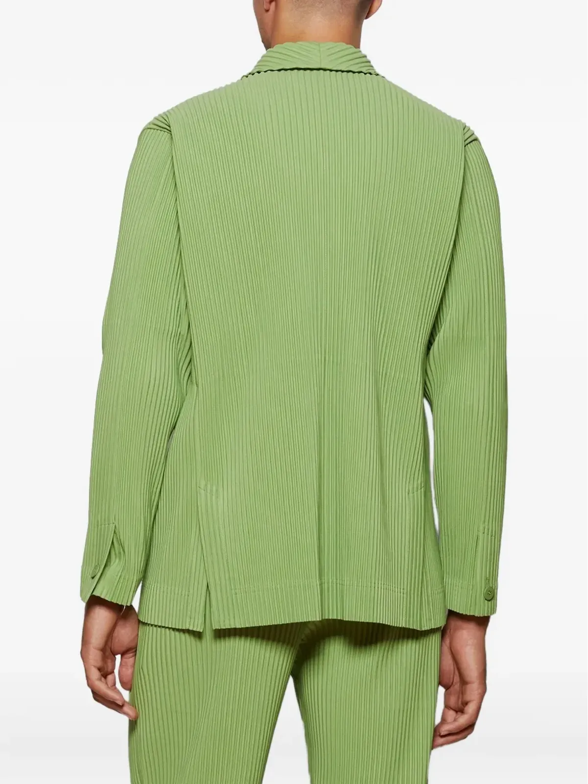 Issey Miyake プリーツ入りダブルブレストジャケット - グリーン - 画像5