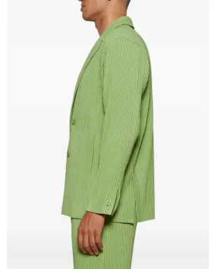 Issey Miyake プリーツ入りダブルブレストジャケット - グリーン - サムネイル4