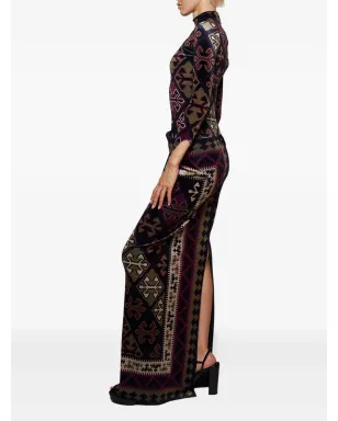 Burc Akyol カーペット柄ベルベット マキシドレス - サムネイル5
