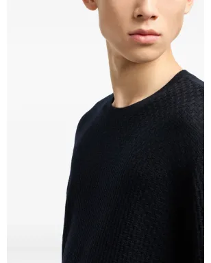 Emporio Armani ワッフル編みセーター ブルー - サムネイル5