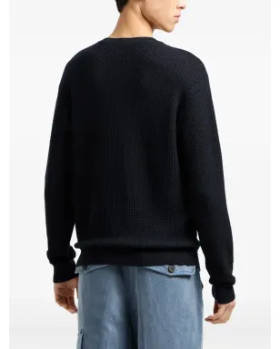 Emporio Armani ワッフル編みセーター ブルー - サムネイル4