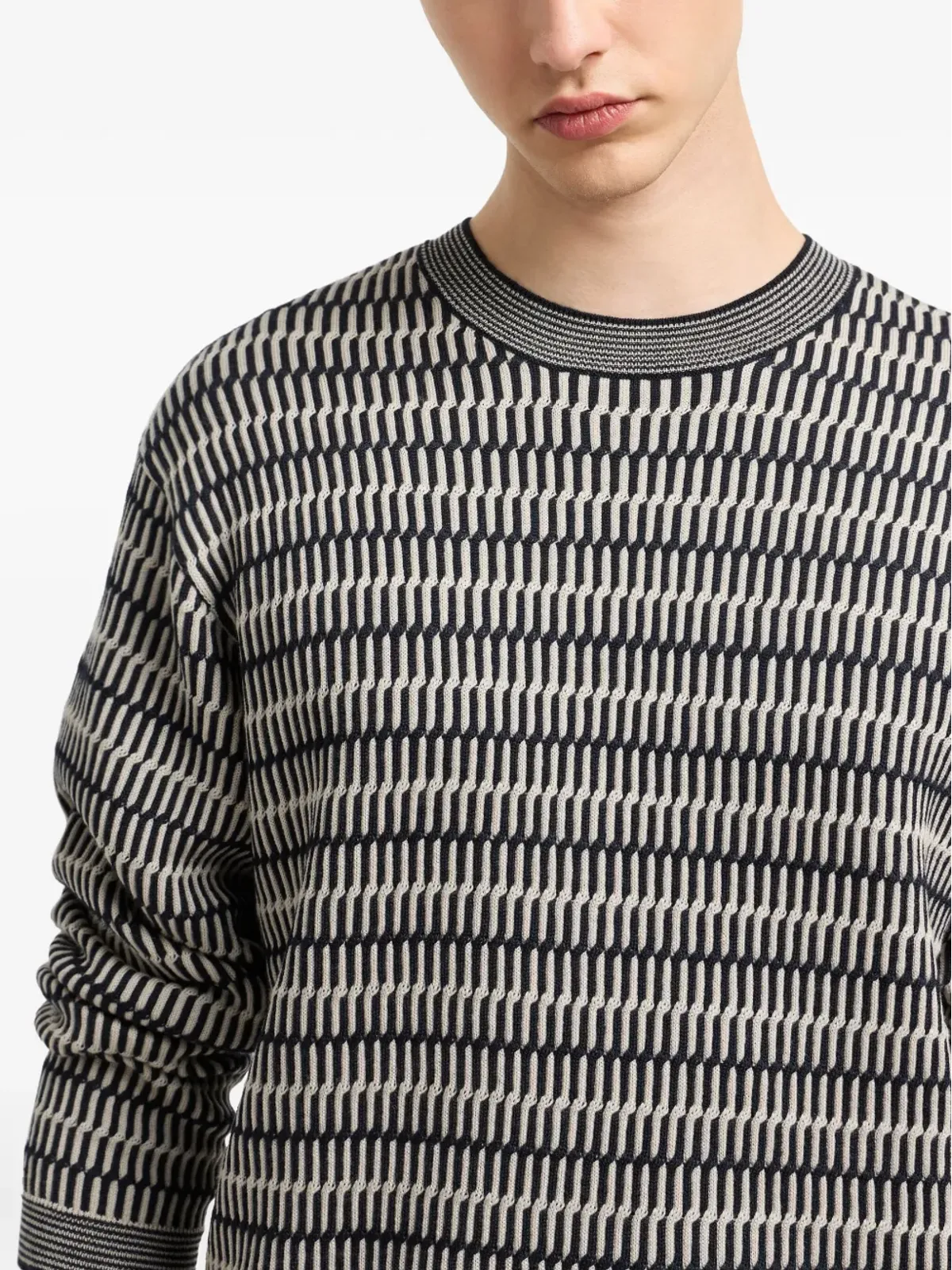 Emporio Armani 幾何学模様ウールセーター - 画像4