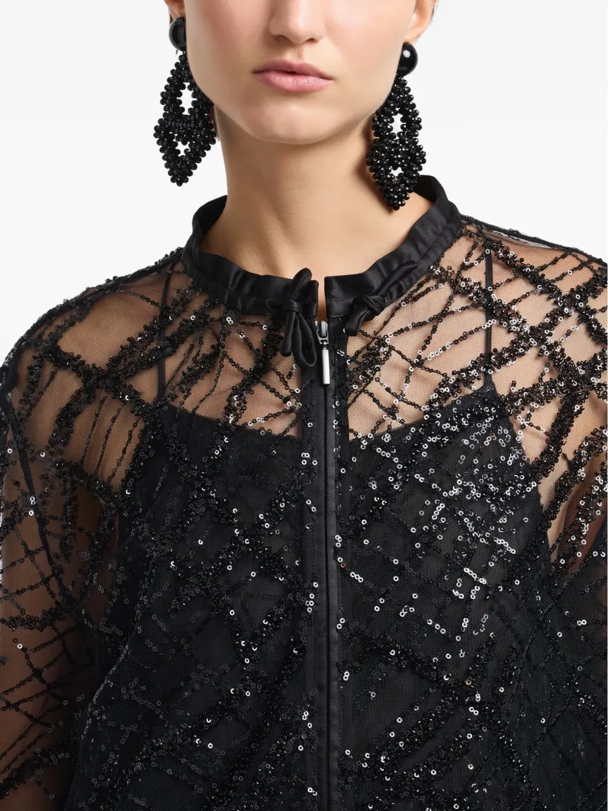 Emporio Armani スパンコール装飾のシアージャケット - 画像4
