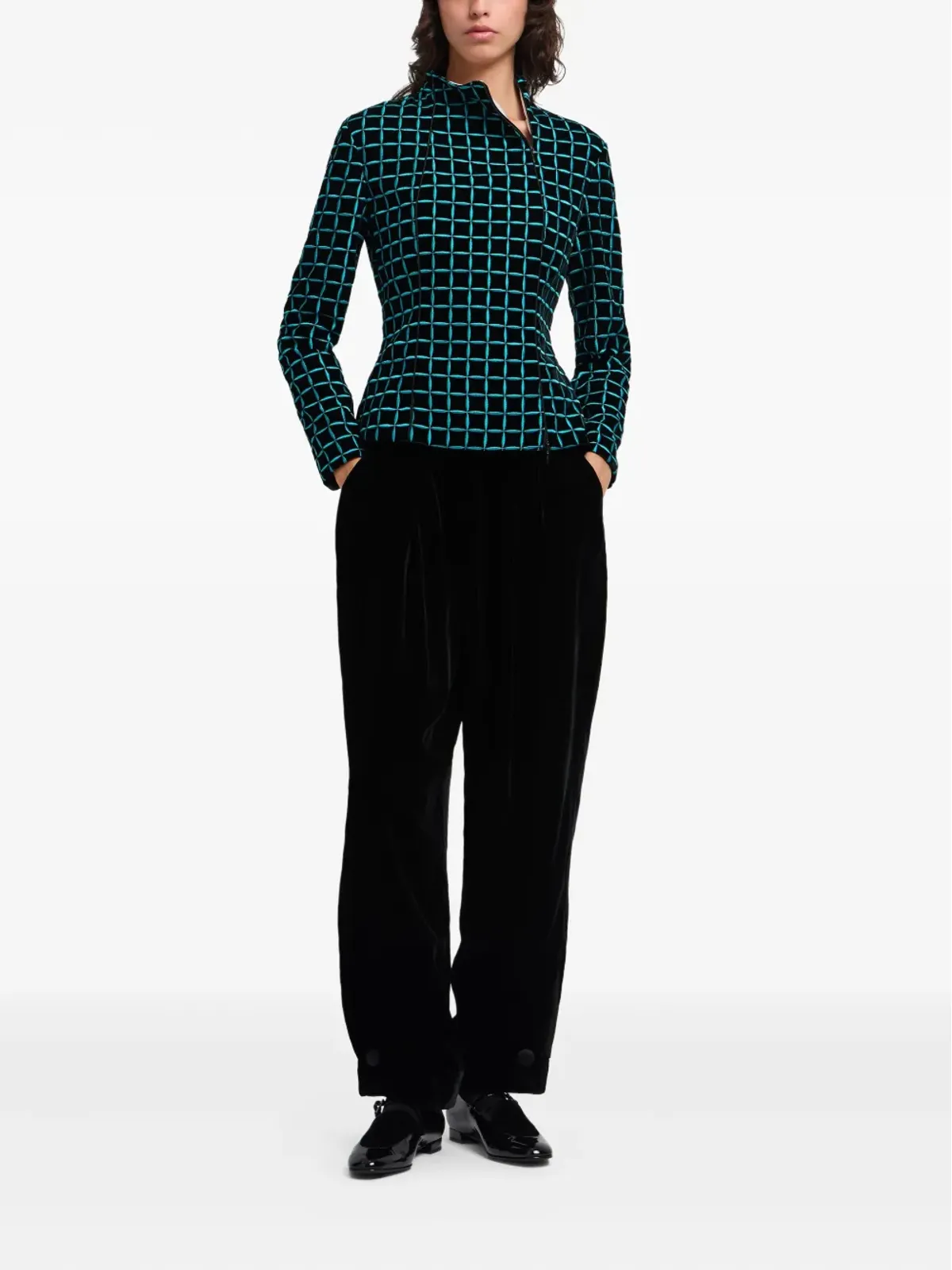 Emporio Armani グリッド柄フィットジャケット - ブラック - 画像2