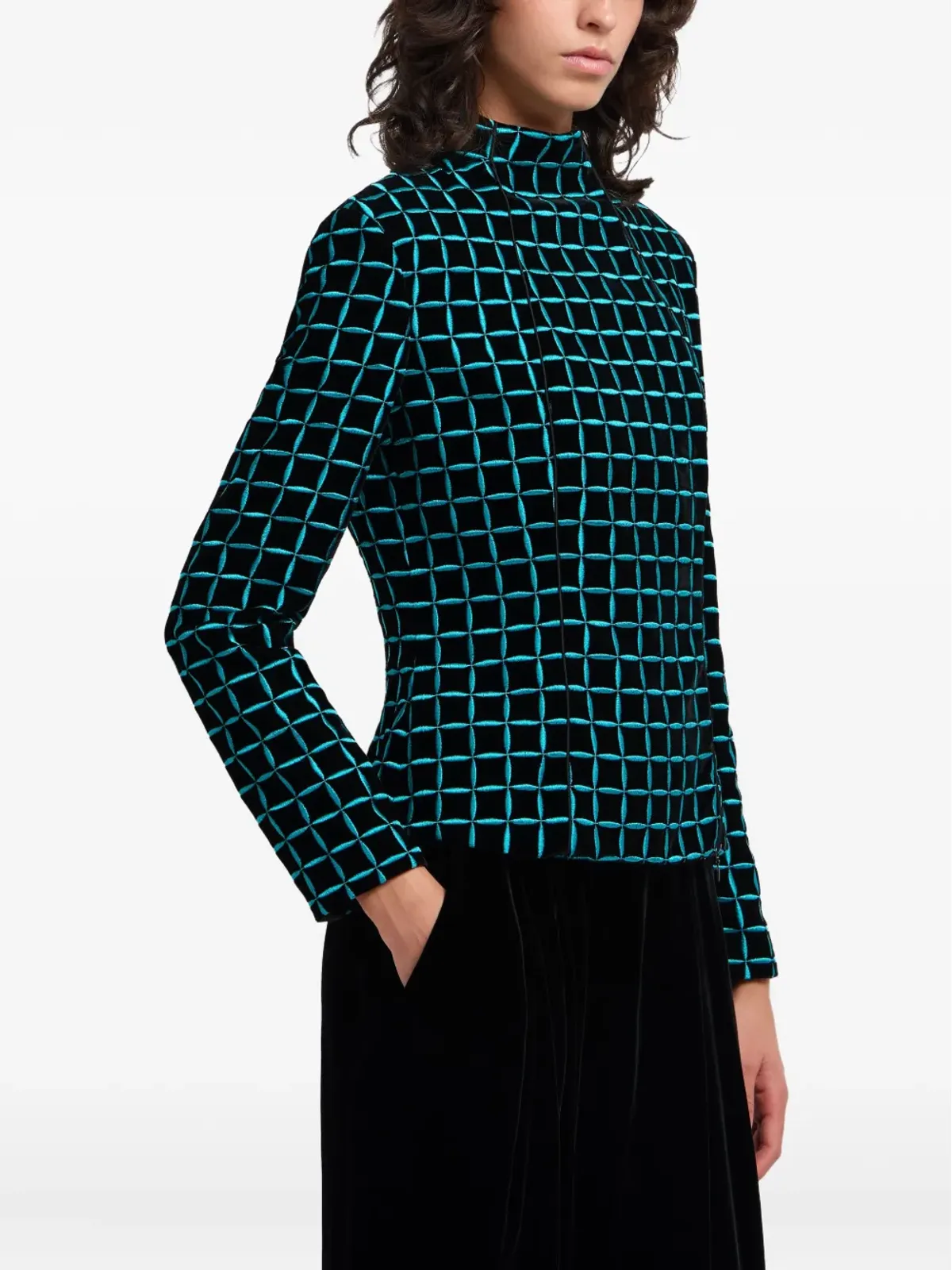 Emporio Armani グリッド柄フィットジャケット - ブラック - 画像3